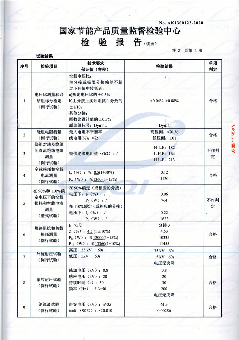 高低压试验报告-S11-1250广安广安广安油浸式变压器-2.jpg